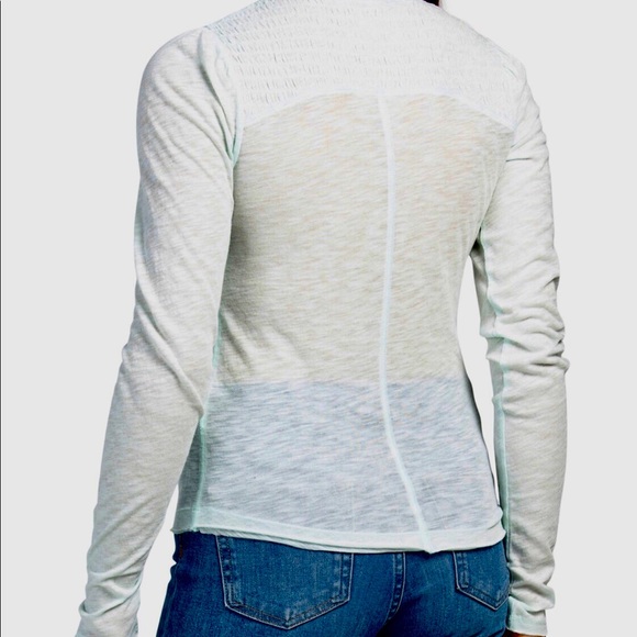 NWT Free People Caroline long-sleeve top, size S, iced aqua - Picture 2 of 13